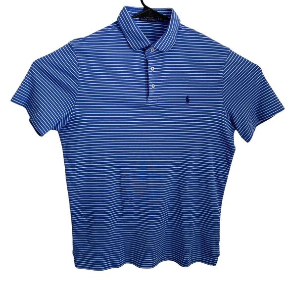 Polo Ralph‎ Lauren Golf Shirt Men's Size L Collared Shriped Blue - Picture 1 of 12